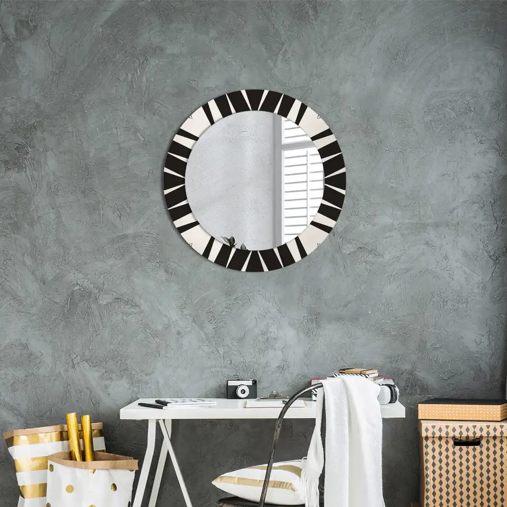 Round mirror frame with print Abstract geometry