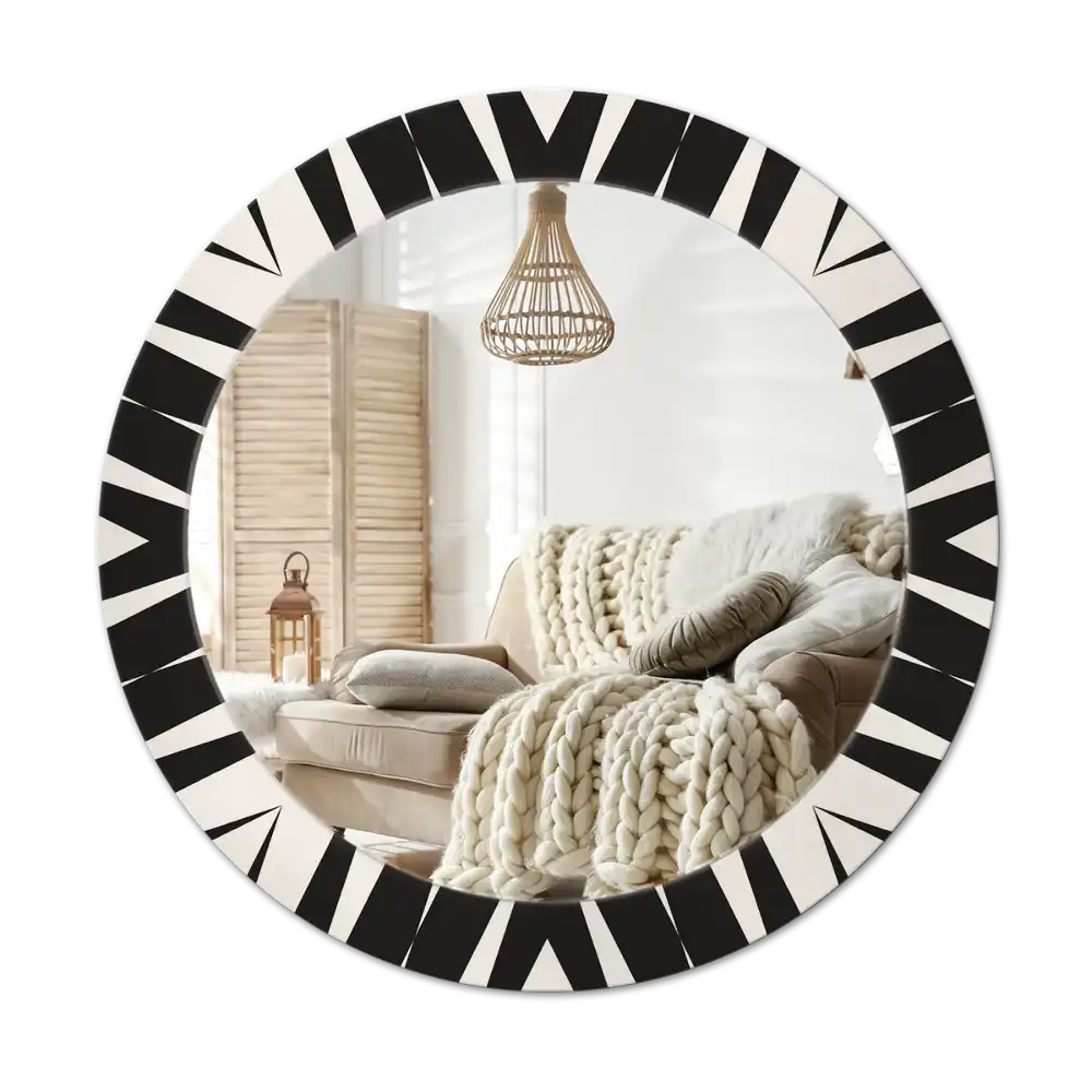 Round mirror frame with print Abstract geometry