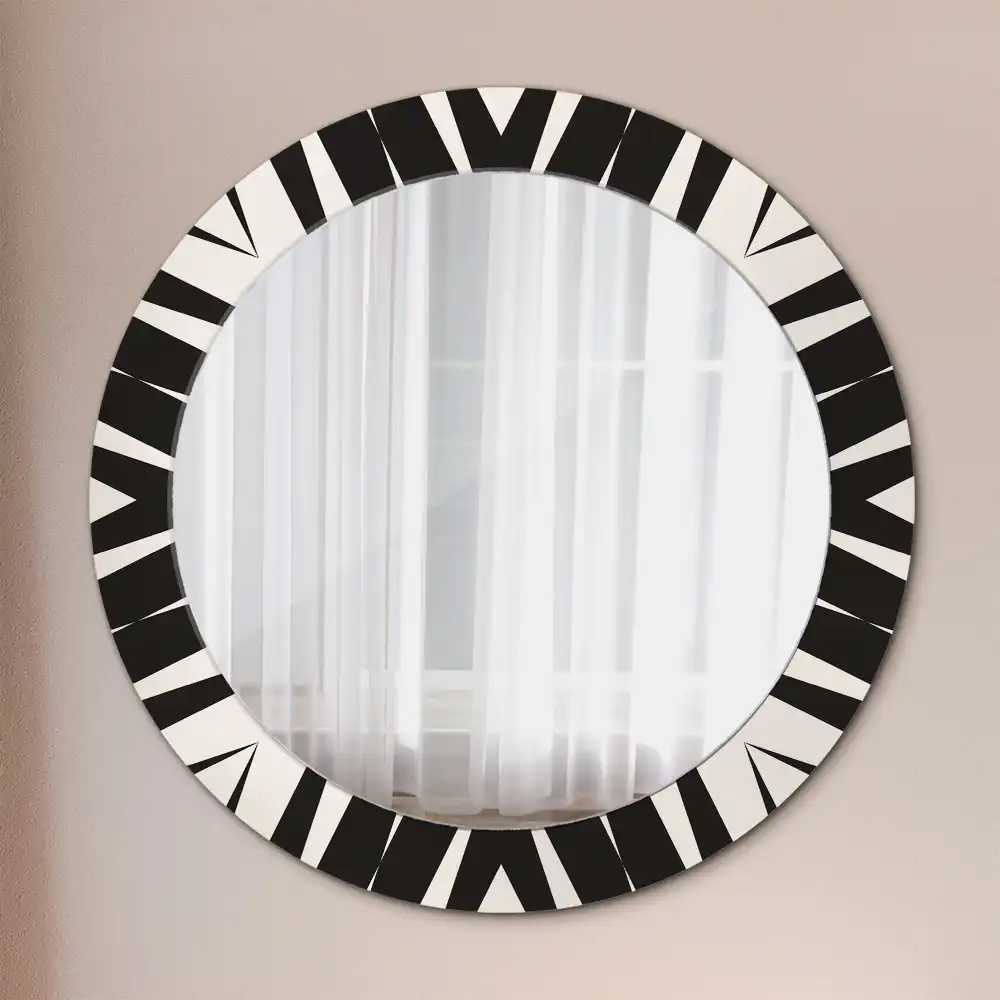 Round mirror frame with print Abstract geometry
