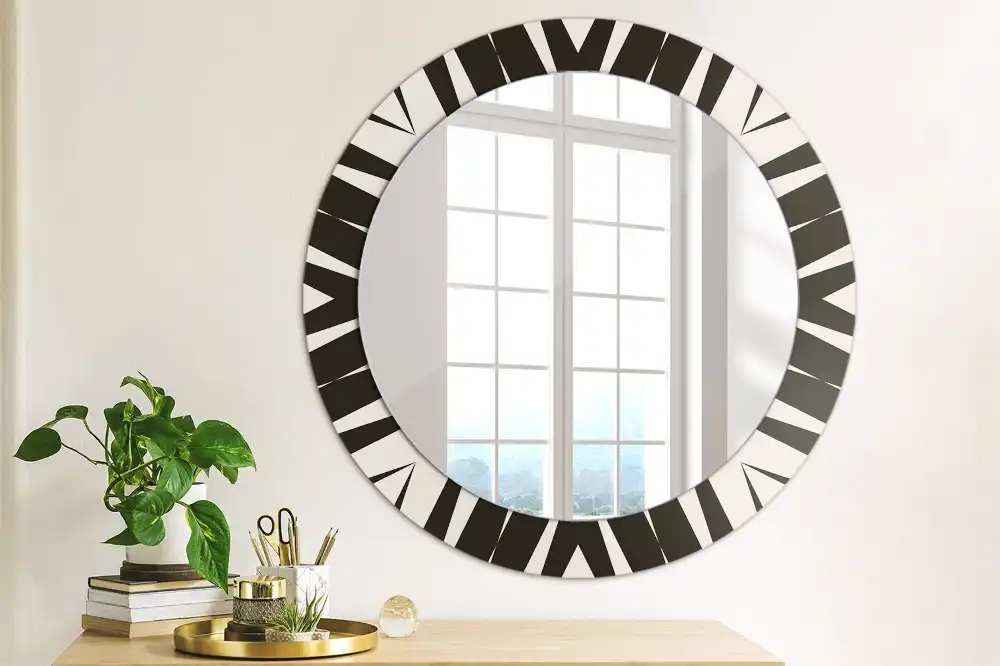 Round mirror frame with print Abstract geometry
