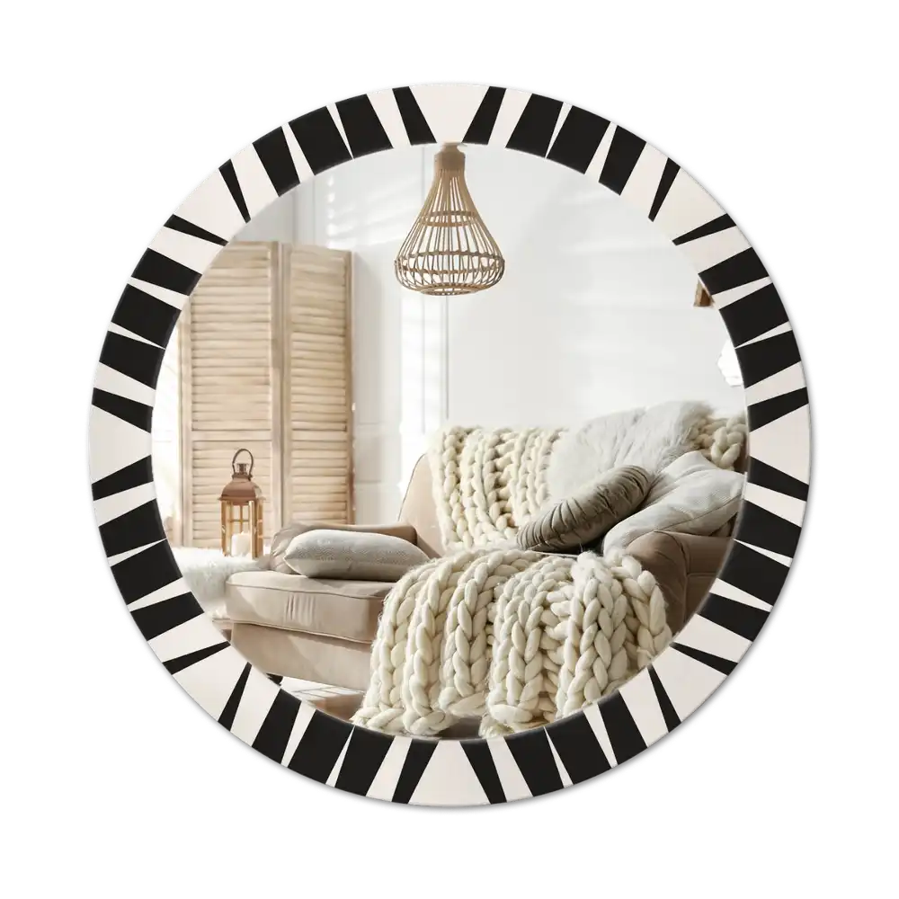 Round mirror frame with print Abstract geometry