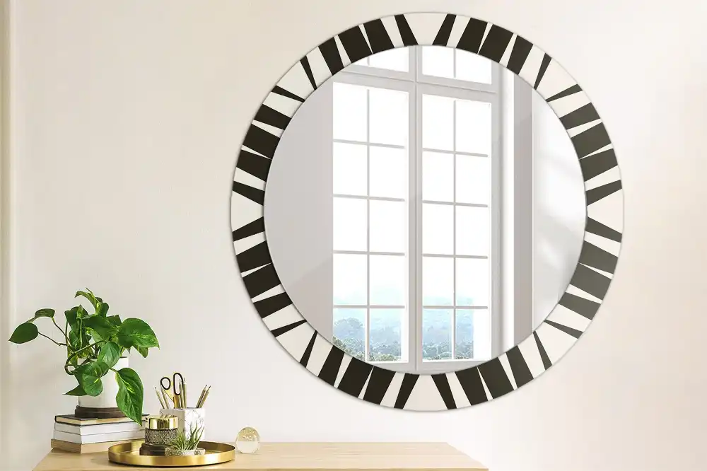 Round mirror frame with print Abstract geometry