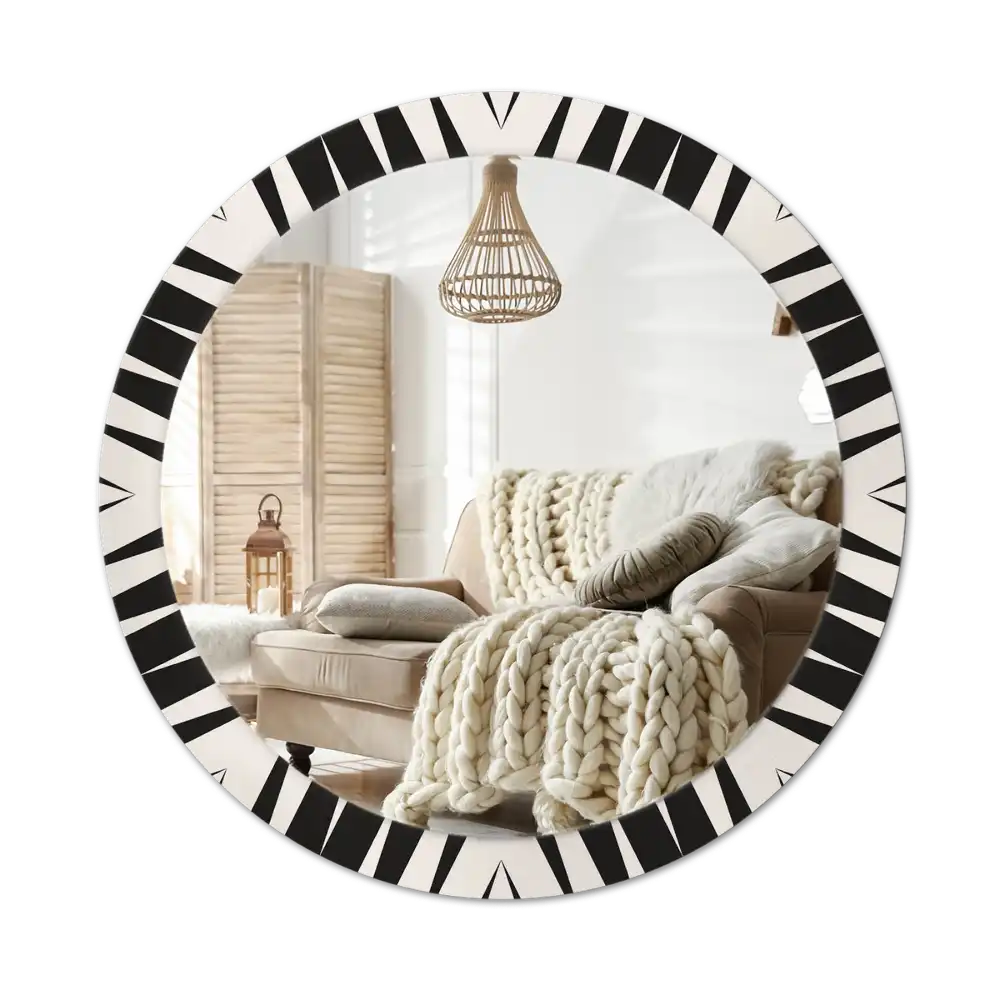 Round mirror frame with print Abstract geometry