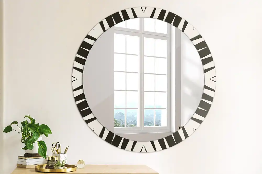 Round mirror frame with print Abstract geometry