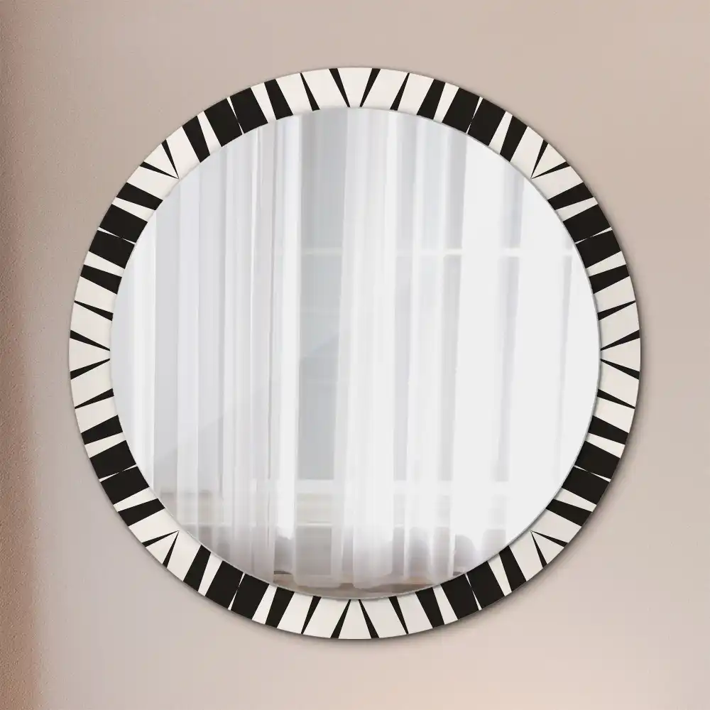 Round mirror frame with print Abstract geometry