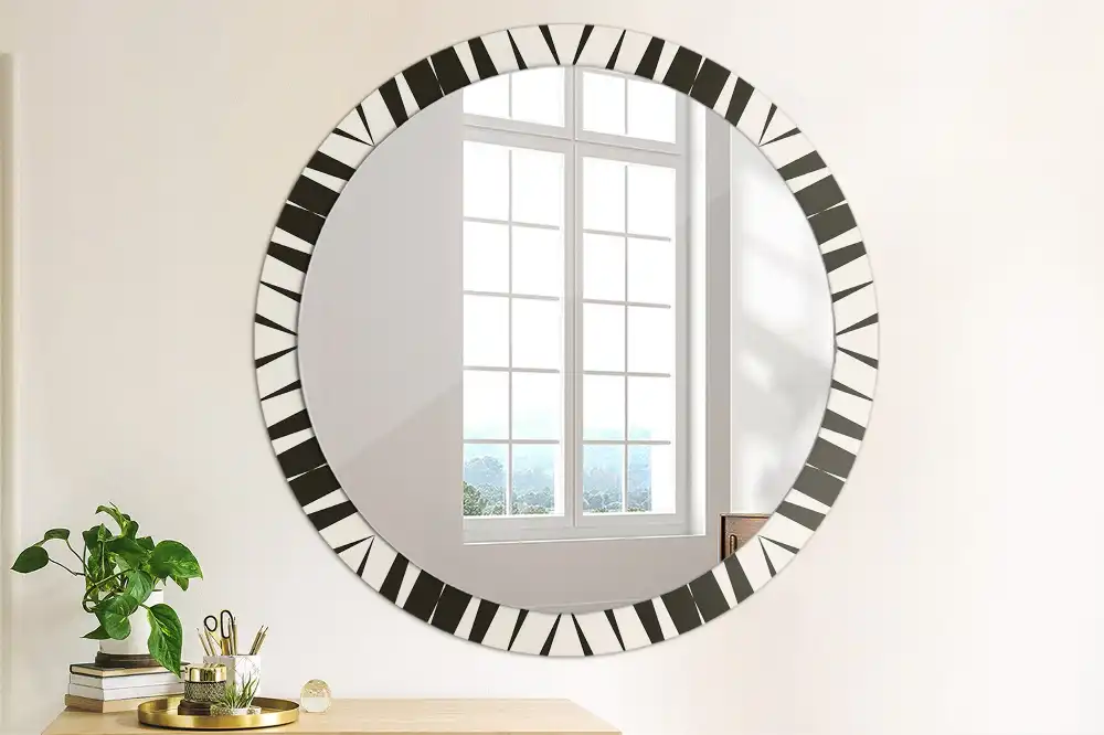 Round mirror frame with print Abstract geometry