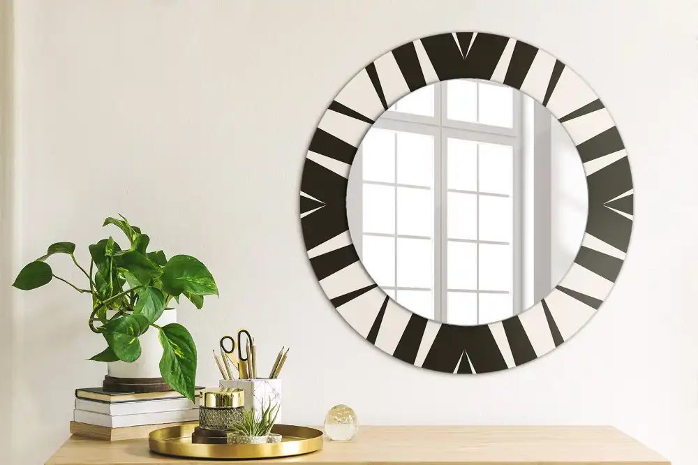 Round mirror frame with print Abstract geometry