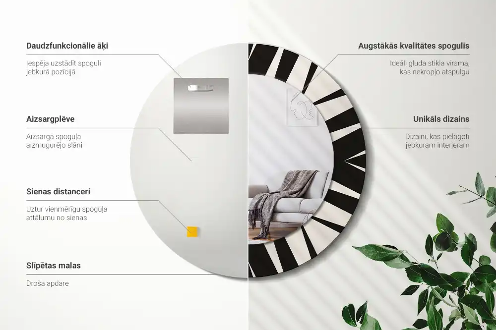 Round mirror frame with print Abstract geometry