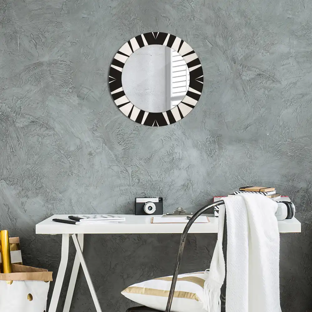 Round mirror frame with print Abstract geometry