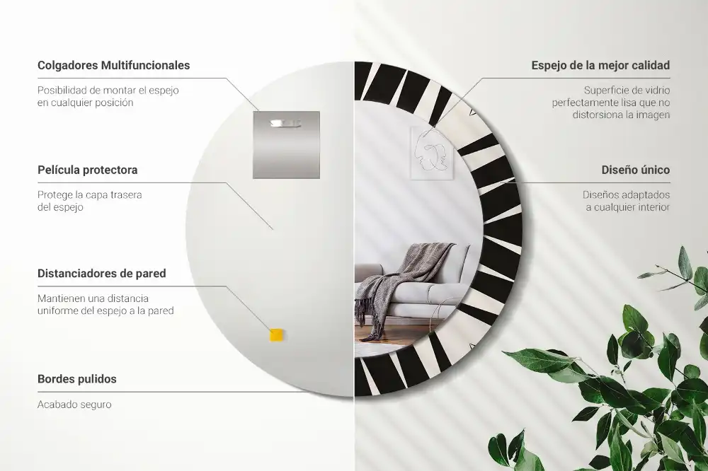 Round mirror frame with print Abstract geometry