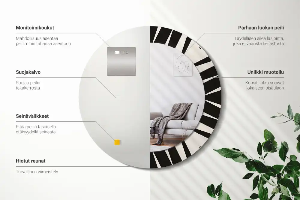 Round mirror frame with print Abstract geometry