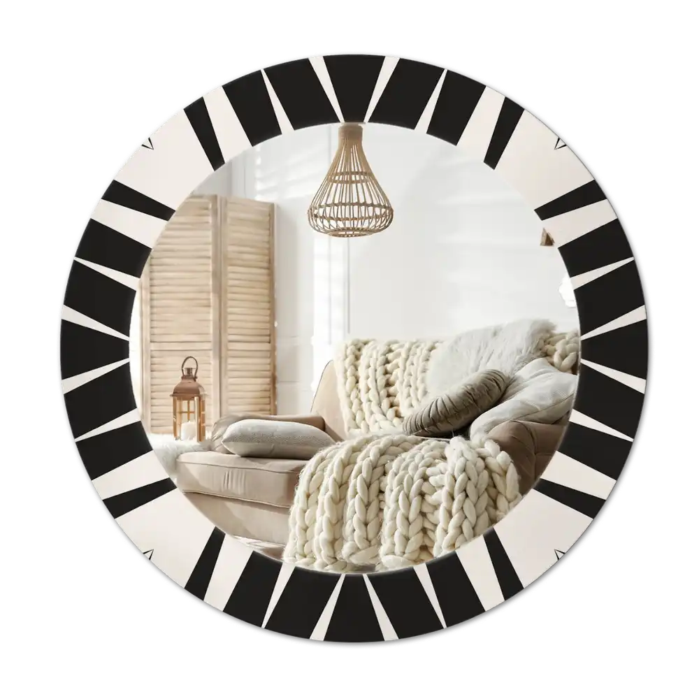 Round mirror frame with print Abstract geometry