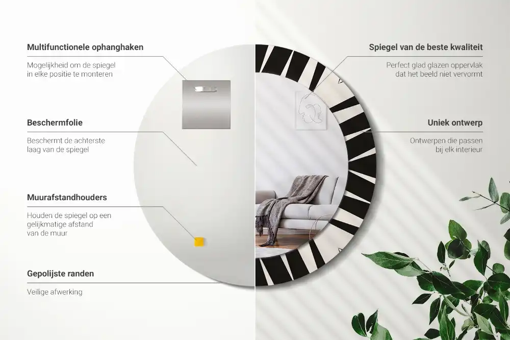 Round mirror frame with print Abstract geometry