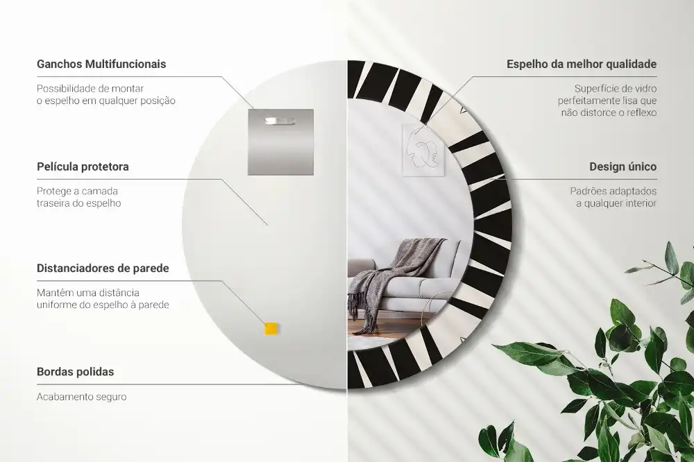 Round mirror frame with print Abstract geometry