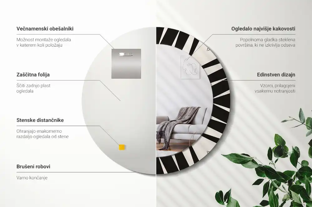 Round mirror frame with print Abstract geometry