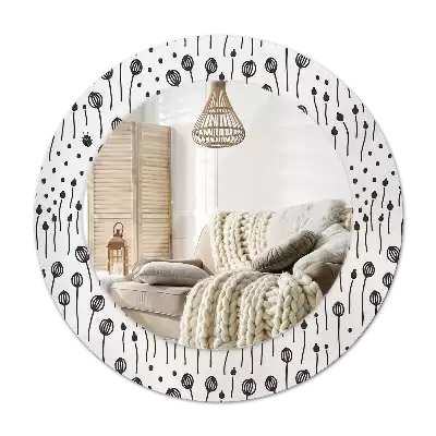 Round wall mirror decor Flower drawing
