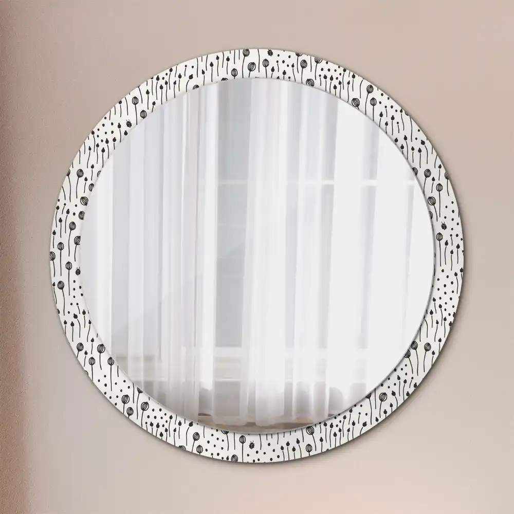 Round wall mirror decor Flower drawing