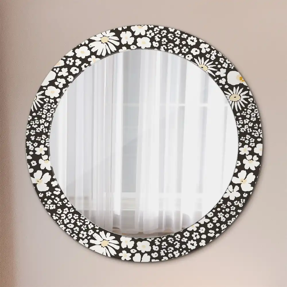 Round mirror frame with print Daisies