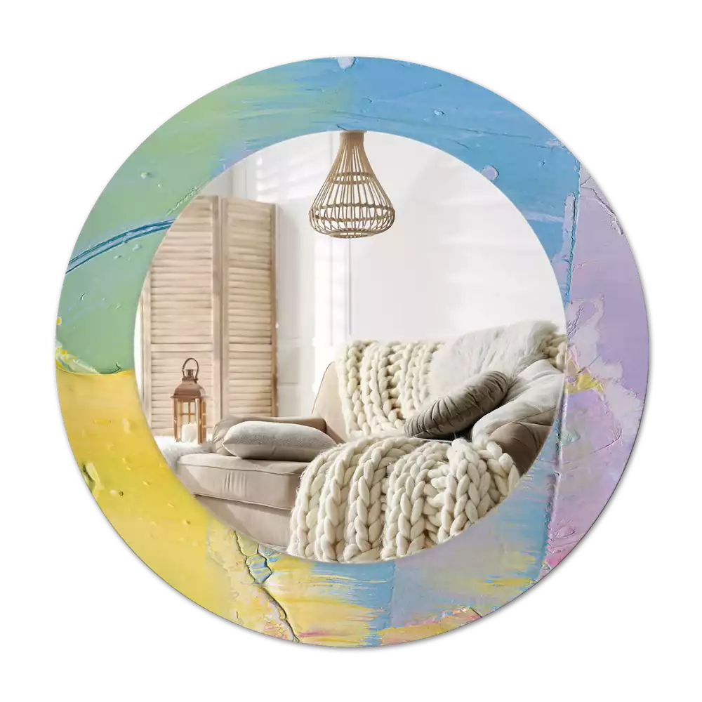Round printed mirror Oil paint texture