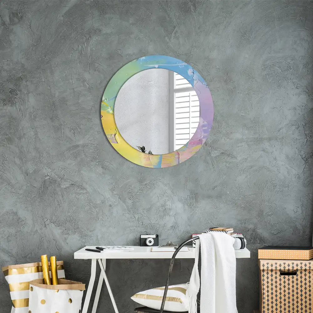 Round printed mirror Oil paint texture