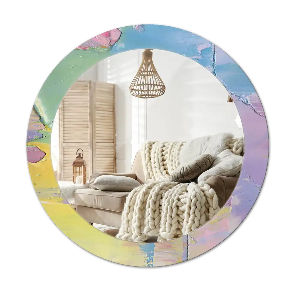 Round printed mirror Oil paint texture