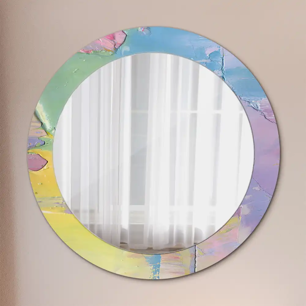 Round printed mirror Oil paint texture