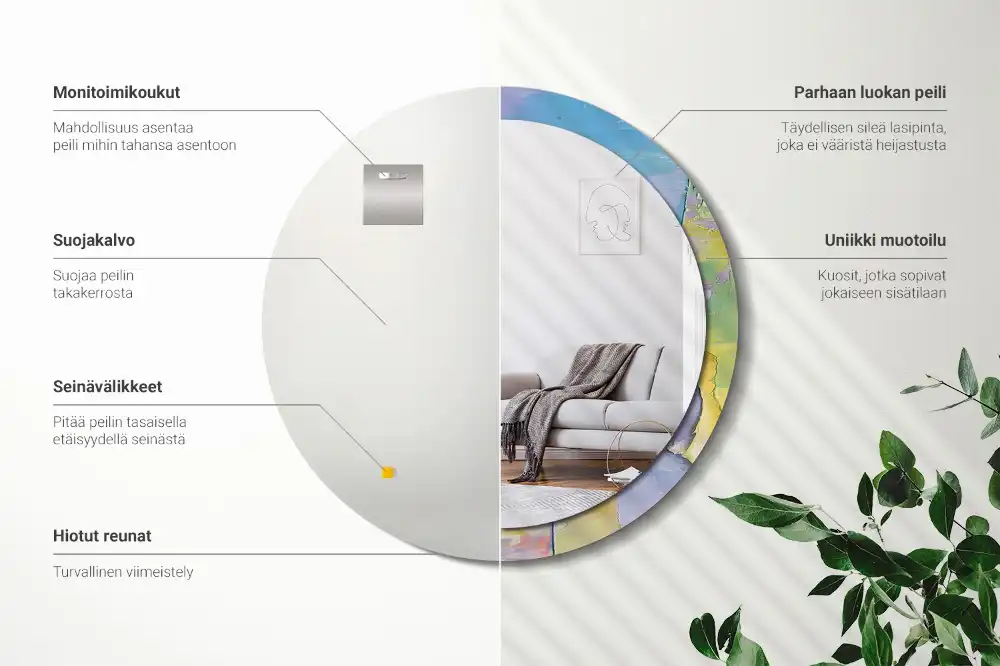 Round printed mirror Oil paint texture