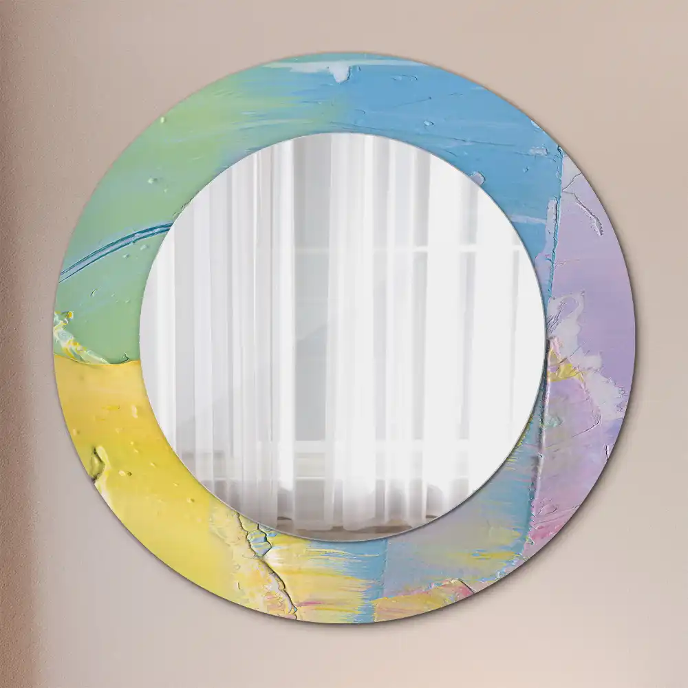 Round printed mirror Oil paint texture