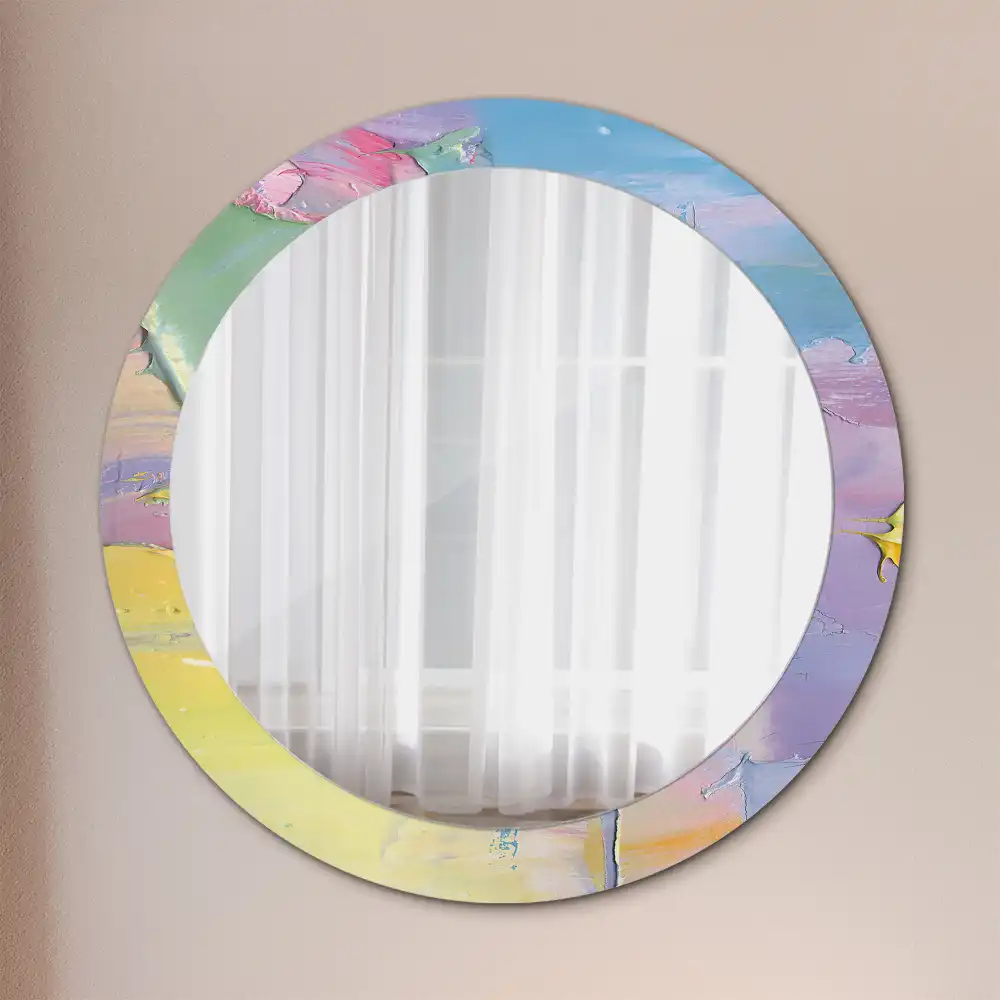 Round printed mirror Oil paint texture