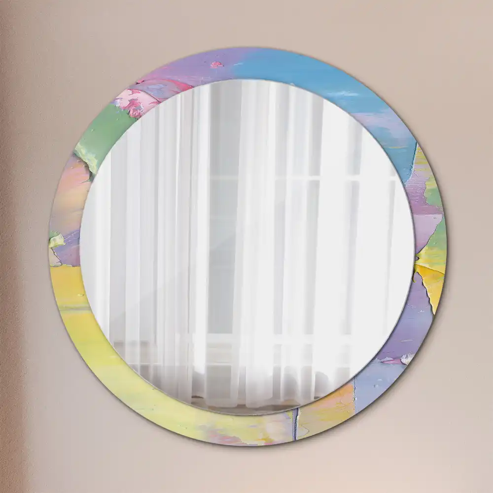 Round printed mirror Oil paint texture