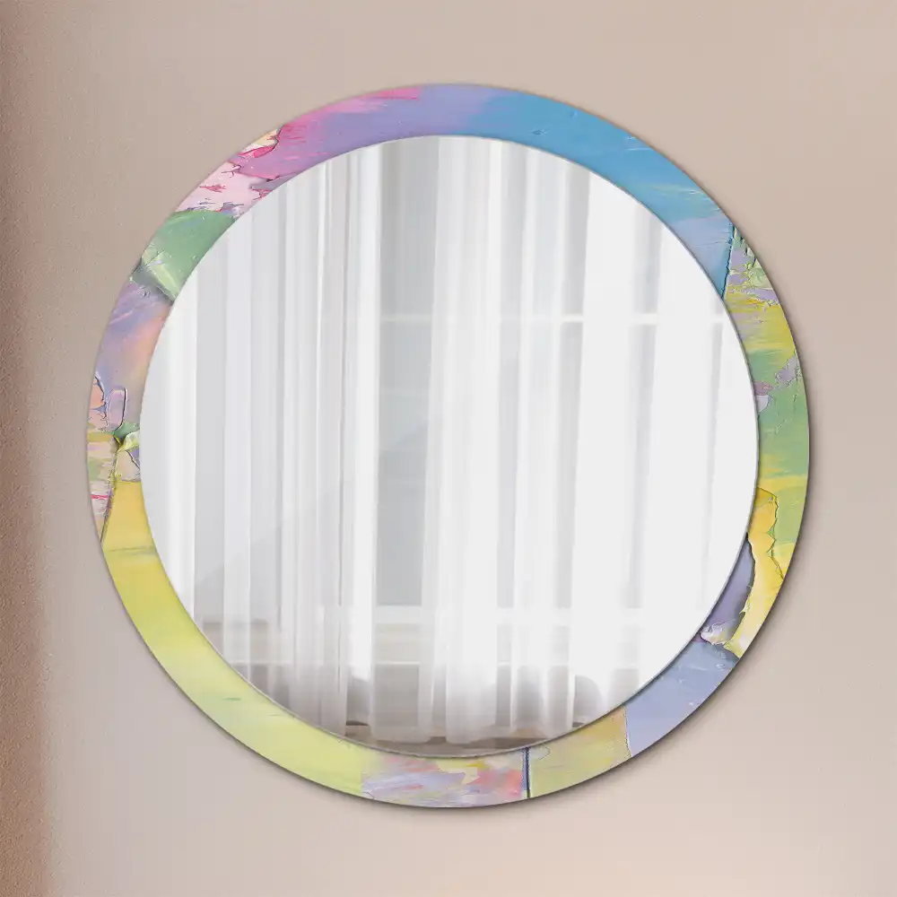 Round printed mirror Oil paint texture