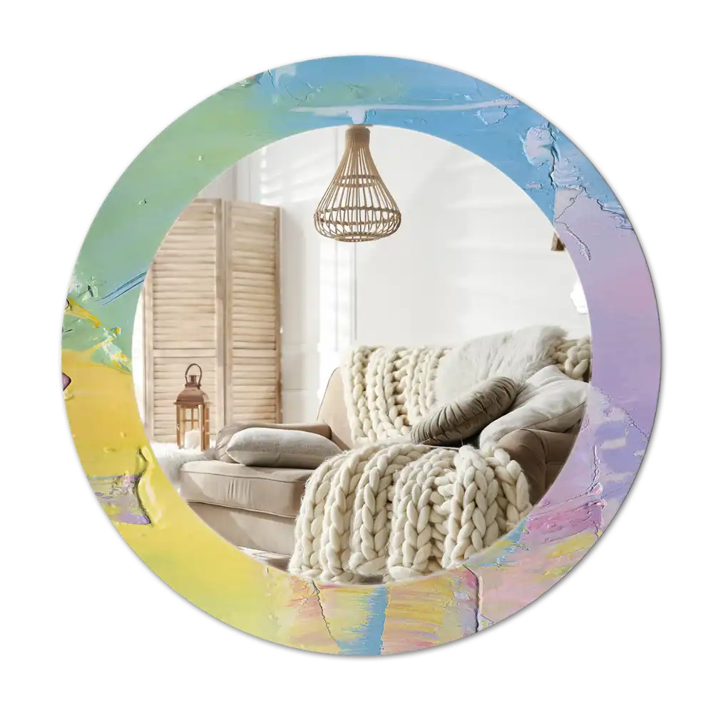 Round printed mirror Oil paint texture