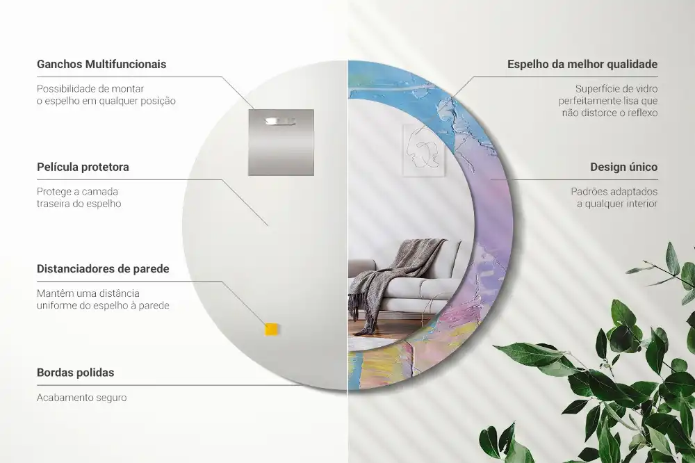 Round printed mirror Oil paint texture