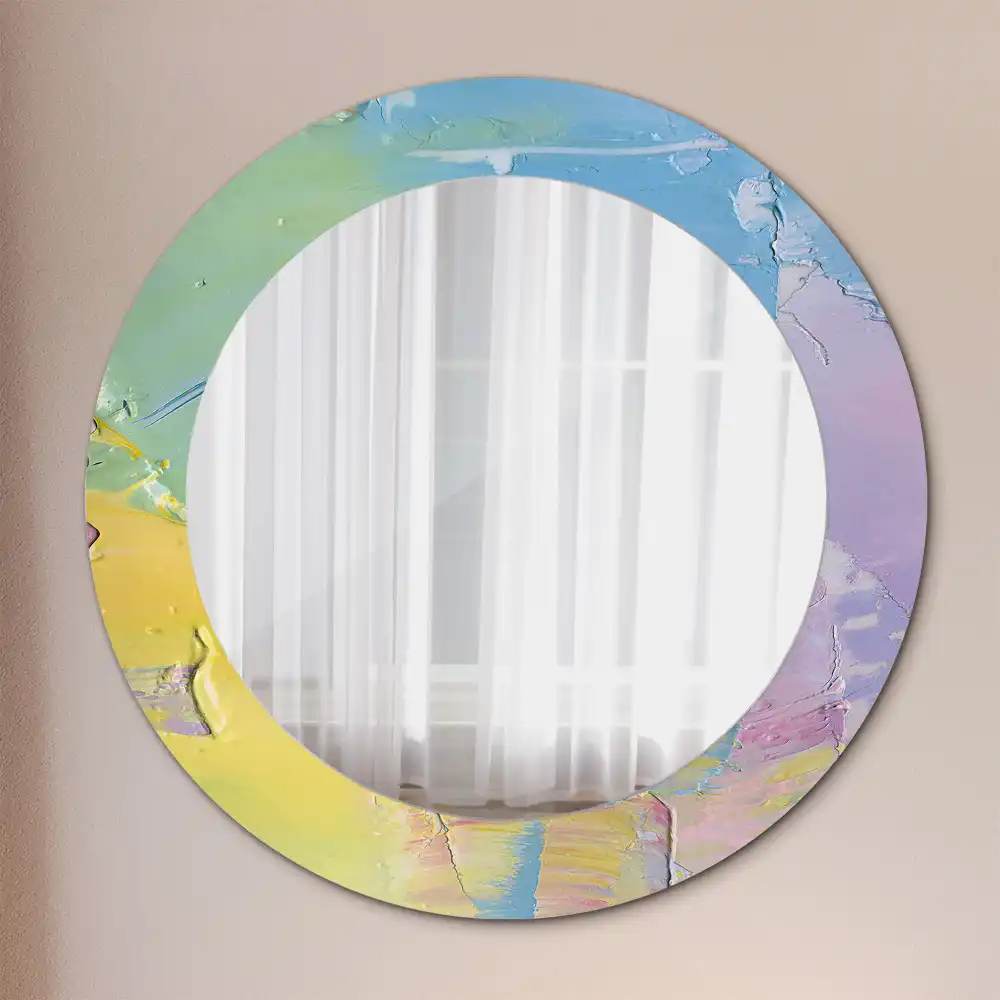Round printed mirror Oil paint texture