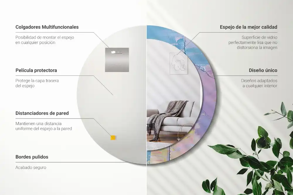 Round printed mirror Oil paint texture