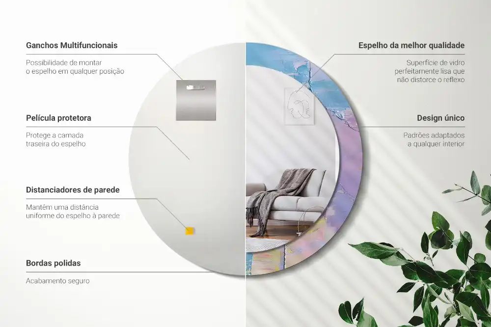 Round printed mirror Oil paint texture