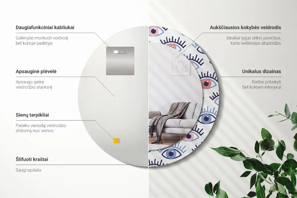 Round decorative mirror Eyes