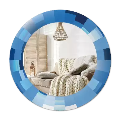 Round printed mirror Blue abstract