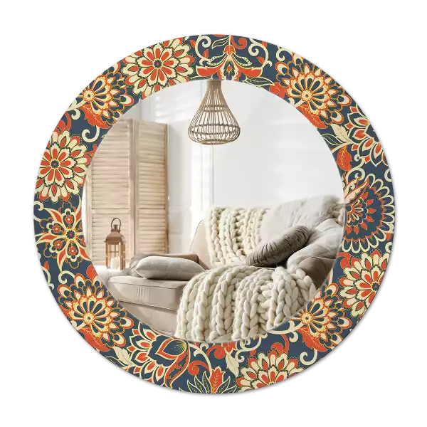 Round decorative mirror Retro flowers