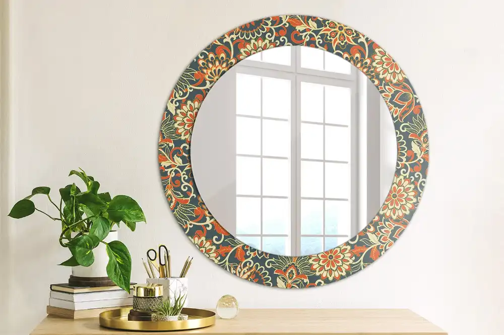 Round decorative mirror Retro flowers