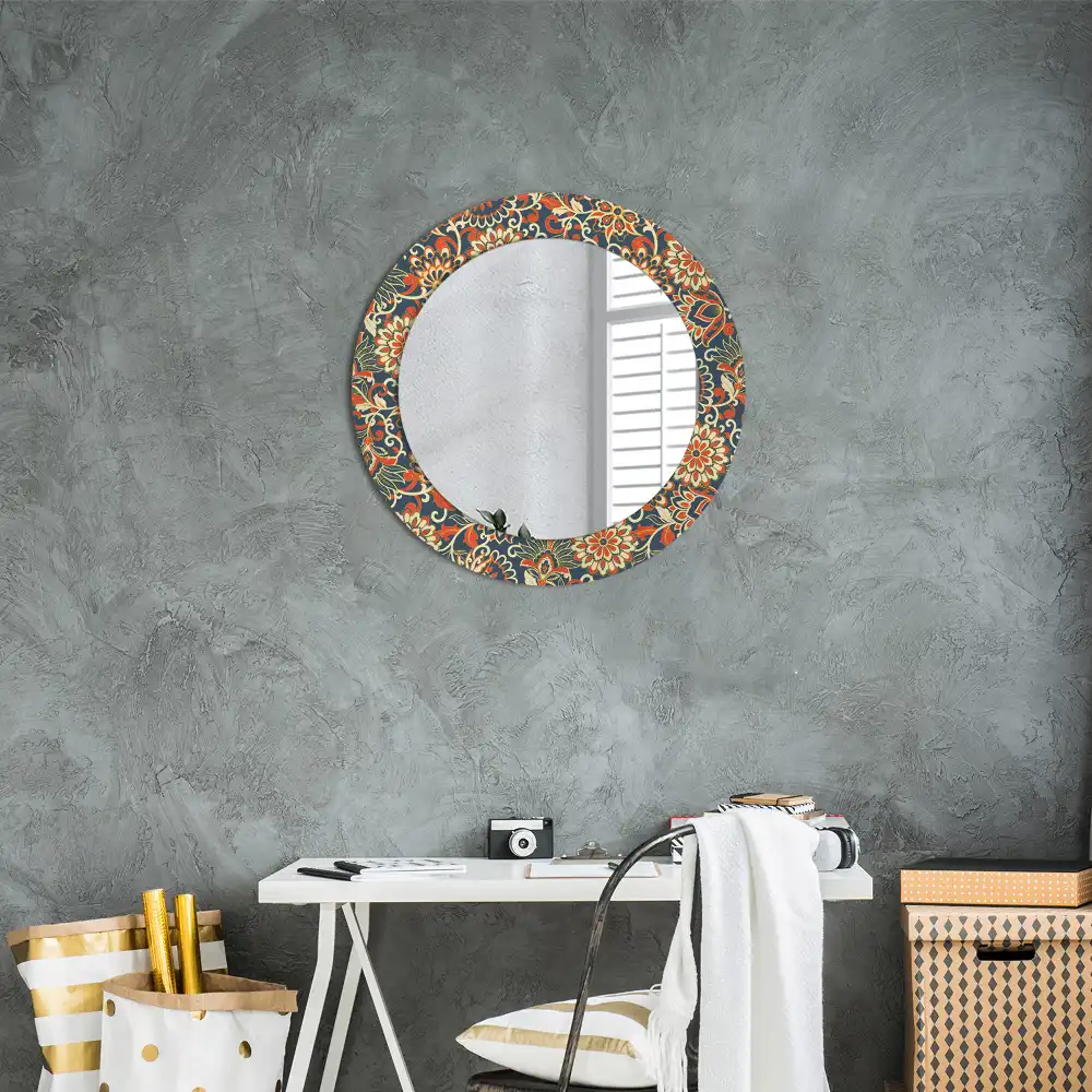 Round decorative mirror Retro flowers