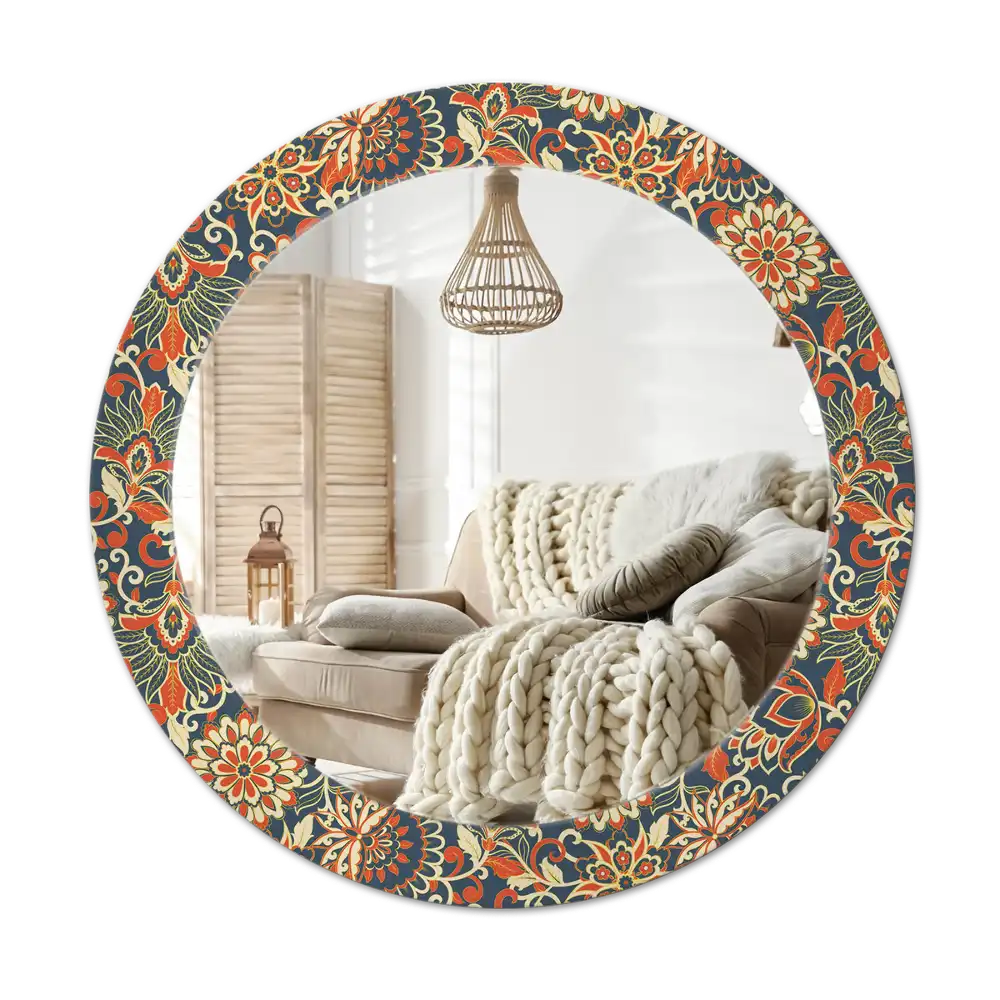 Round decorative mirror Retro flowers