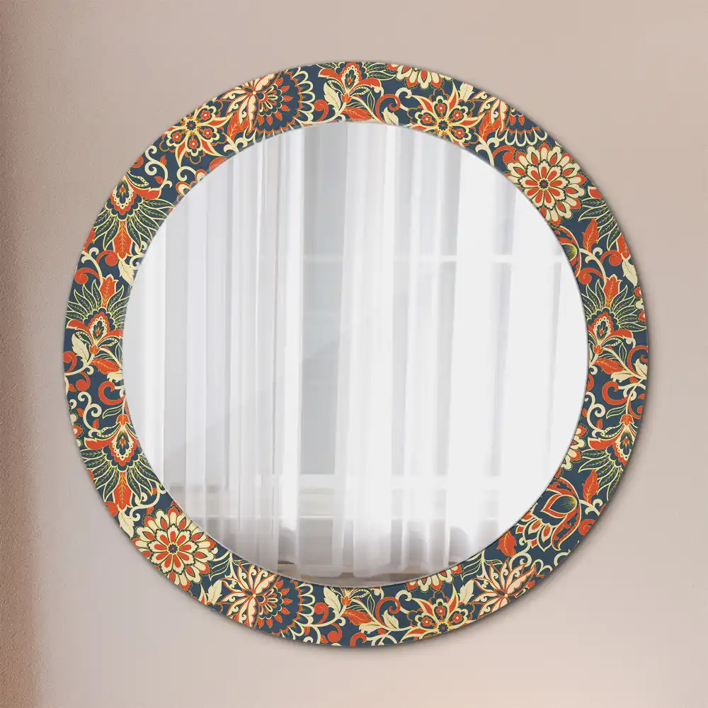 Round decorative mirror Retro flowers
