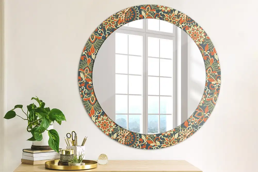 Round decorative mirror Retro flowers