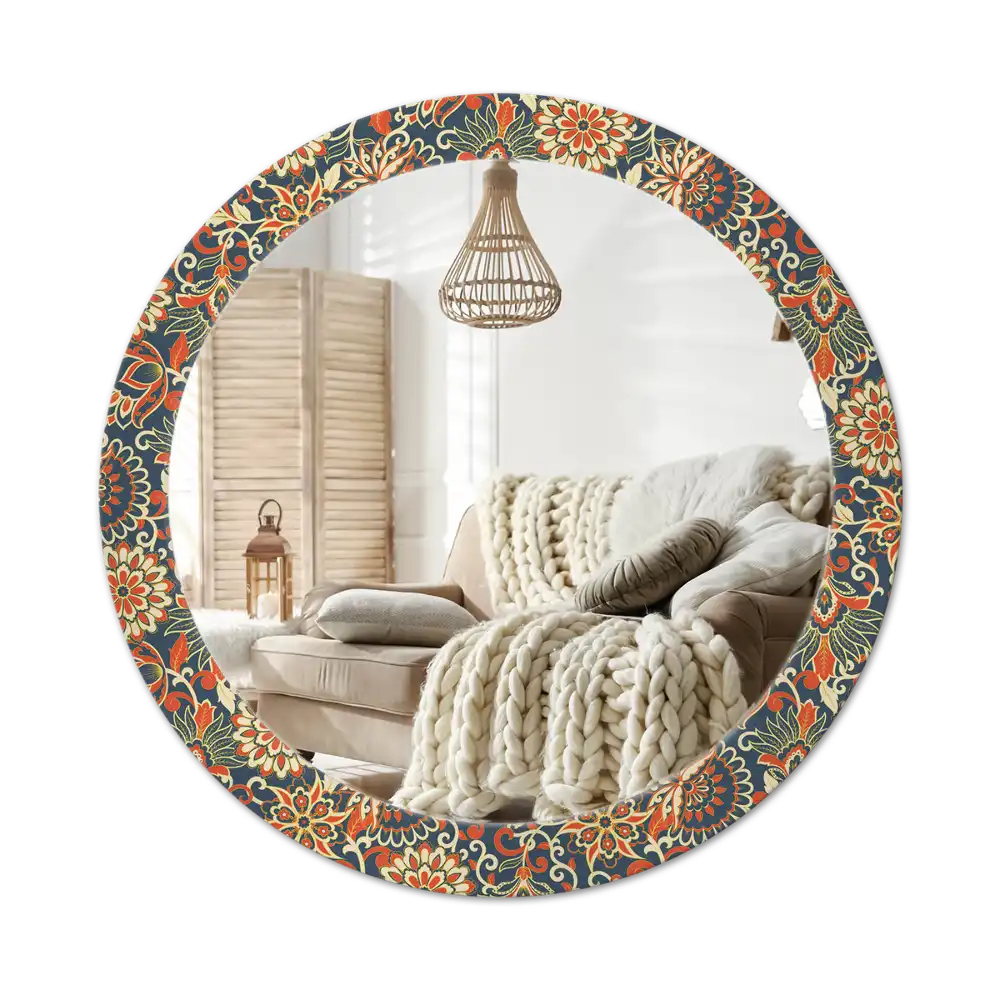 Round decorative mirror Retro flowers