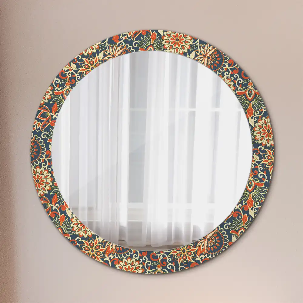 Round decorative mirror Retro flowers