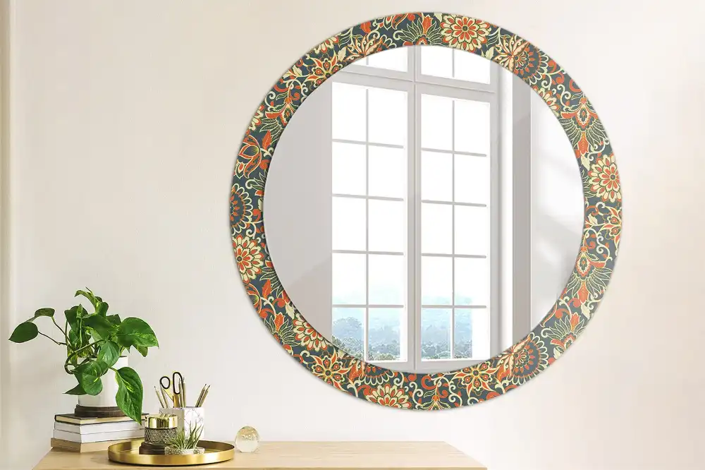 Round decorative mirror Retro flowers