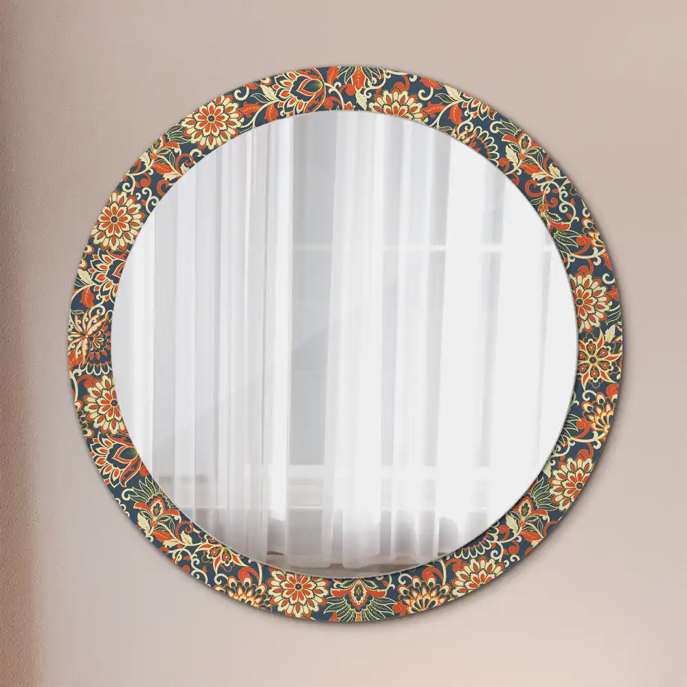 Round decorative mirror Retro flowers