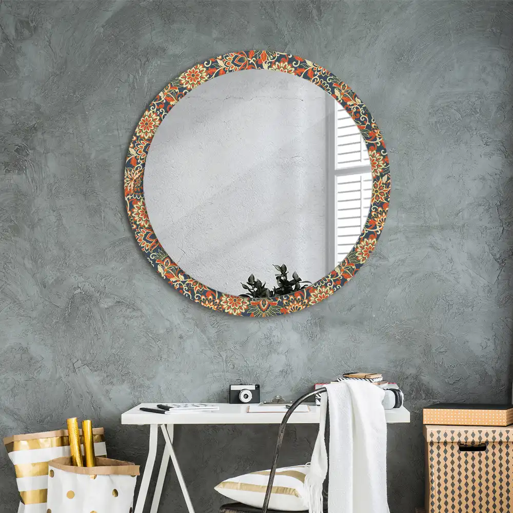 Round decorative mirror Retro flowers