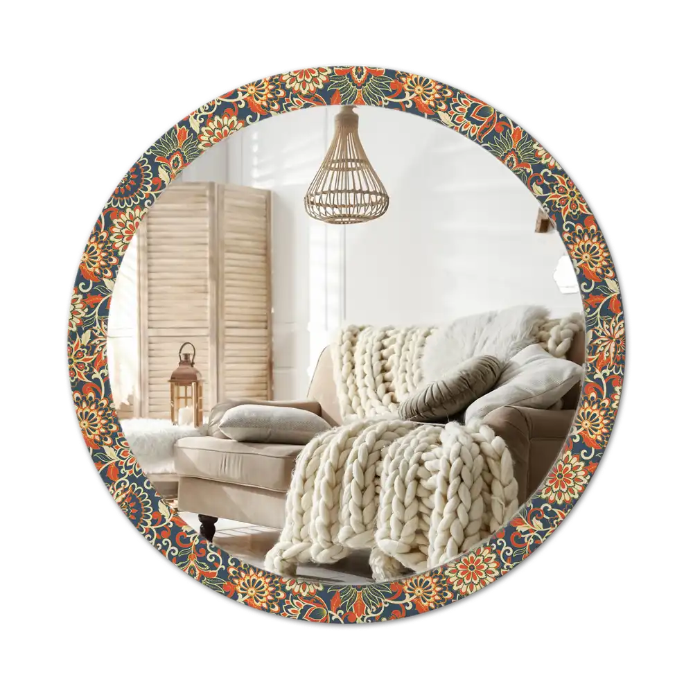 Round decorative mirror Retro flowers